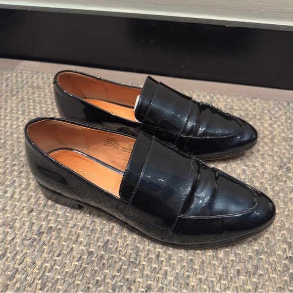 Halogen Dark Royal Navy Patent Leather Womens Loafers Size 7M - Picture 1 of 9